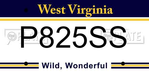 P825SS West Virginia License Plate