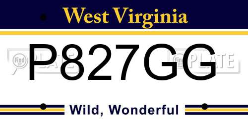 P827GG West Virginia License Plate