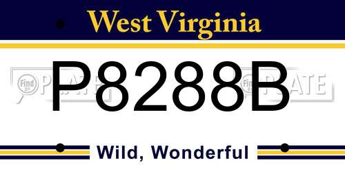 P8288B West Virginia License Plate