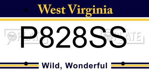P828SS West Virginia License Plate