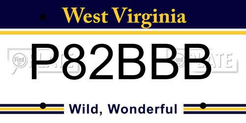 P82BBB West Virginia License Plate