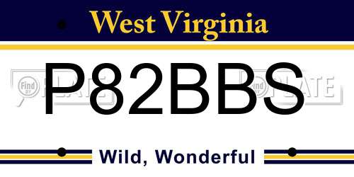 P82BBS West Virginia License Plate