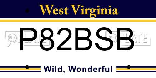 P82BSB West Virginia License Plate