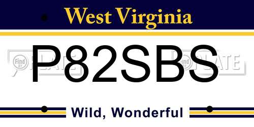 P82SBS West Virginia License Plate