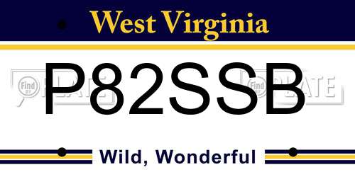 P82SSB West Virginia License Plate