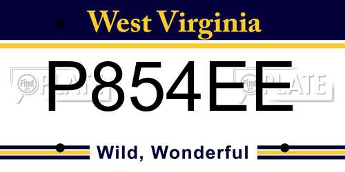 P854EE West Virginia License Plate