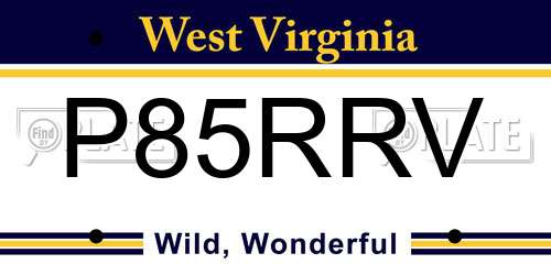 P85RRV West Virginia License Plate