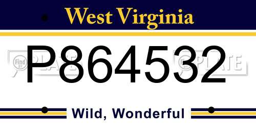 P864532 West Virginia License Plate