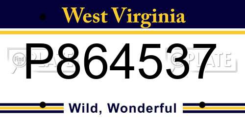 P864537 West Virginia License Plate
