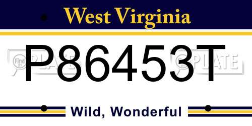 P86453T West Virginia License Plate