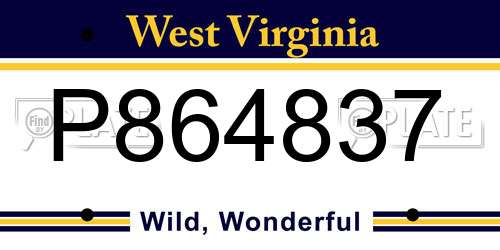 P864837 West Virginia License Plate