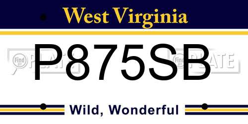 P875SB West Virginia License Plate