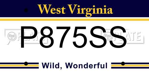 P875SS West Virginia License Plate
