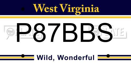 P87BBS West Virginia License Plate