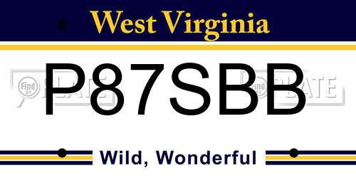 P87SBB West Virginia License Plate