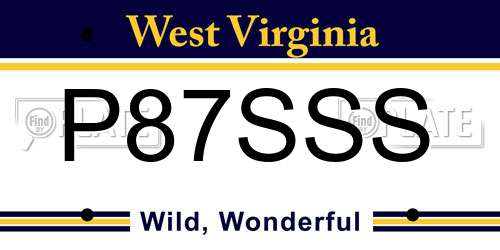 P87SSS West Virginia License Plate
