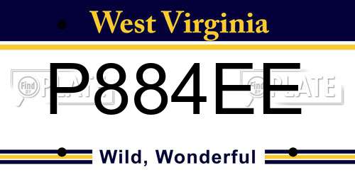 P884EE West Virginia License Plate