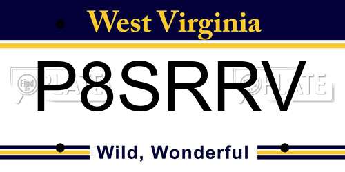P8SRRV West Virginia License Plate