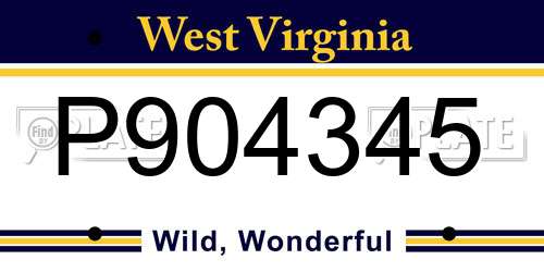 P904345 West Virginia License Plate