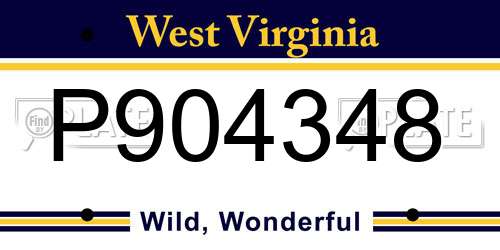 P904348 West Virginia License Plate