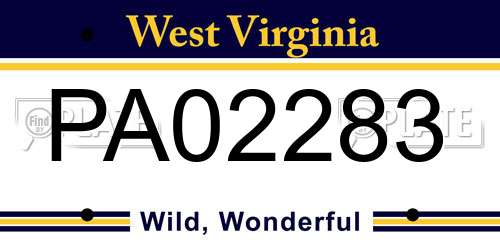 PA02283 West Virginia License Plate