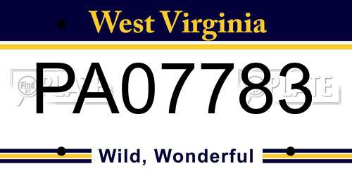 PA07783 West Virginia License Plate