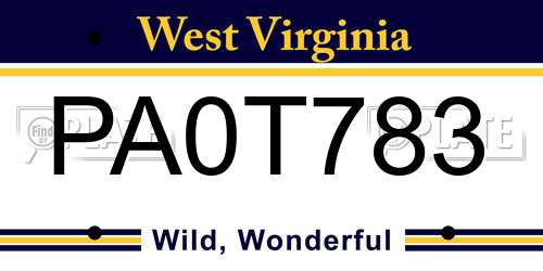 PA0T783 West Virginia License Plate
