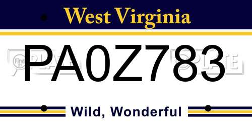 PA0Z783 West Virginia License Plate