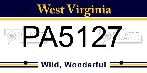 PA5127 West Virginia License Plate