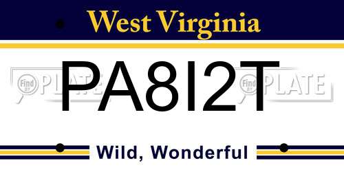PA8I2T West Virginia License Plate