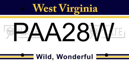 PAA28W West Virginia License Plate