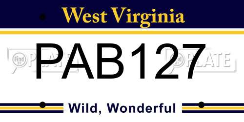 PAB127 West Virginia License Plate