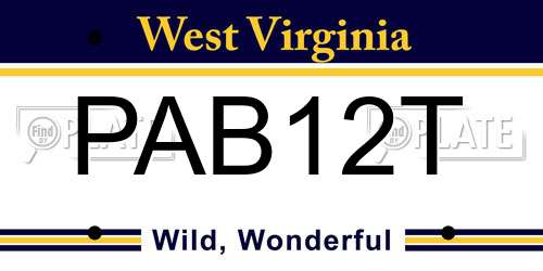 PAB12T West Virginia License Plate