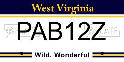 PAB12Z West Virginia License Plate