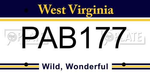 PAB177 West Virginia License Plate