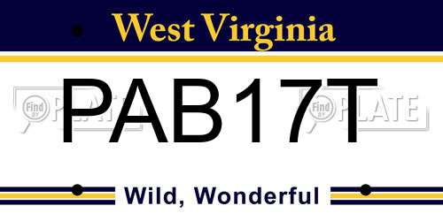 PAB17T West Virginia License Plate