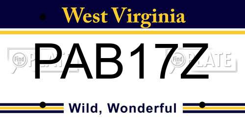 PAB17Z West Virginia License Plate