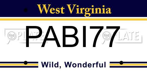 PABI77 West Virginia License Plate