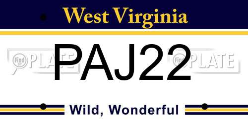 PAJ22 West Virginia License Plate