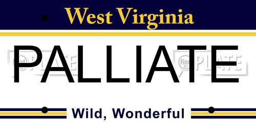 PALLIATE West Virginia License Plate