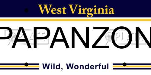 PAPANZON West Virginia License Plate