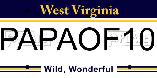 PAPAOF10 West Virginia License Plate