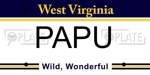 PAPU West Virginia License Plate