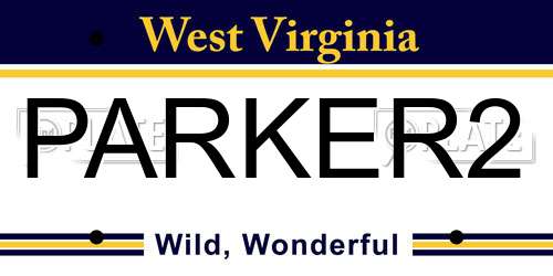 PARKER2 West Virginia License Plate