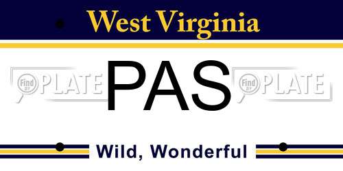 PAS West Virginia License Plate