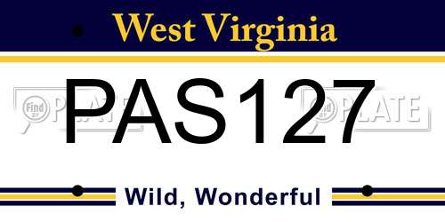 PAS127 West Virginia License Plate