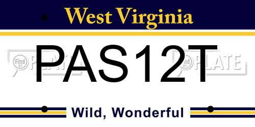 PAS12T West Virginia License Plate