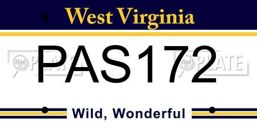 PAS172 West Virginia License Plate