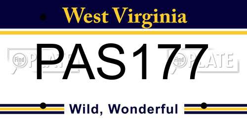 PAS177 West Virginia License Plate
