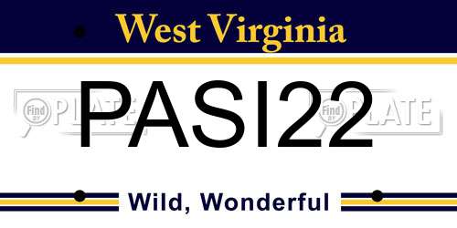 PASI22 West Virginia License Plate